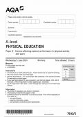 AQA A LEVEL PHYSICAL EDUCATION PAPER 2 2024 (7582/2: Factors affecting optimal performance in physical activity and sport)