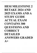 HESI MILESTONE 2  RETAKE 2024 AND  2025 EXAMS AND A  STUDY GUIDE  ACTUAL EXAM  CONTAINS 300  QUESTIONS AND  CORRECT  DETAILED  ANSWERS GRADED  A+