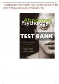 Test Bank for Abnormal Psychology 8th Edition By Barlow Complete All Chapters