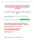 Cross Cultural Psychology Critical Thinking and Contemporary Applicatio