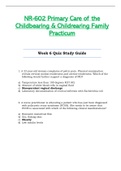 Week 6 Quiz Study Guide - NR602 / NR-602 / NR 602 (Latest) : Primary Care of the Childbearing and Childrearing Family Practicum - Chamberlain