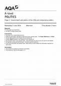 AQA A LEVEL POLITICS PAPER 2 2024 (7152/2: Government and politics of the USA and comparative politics)