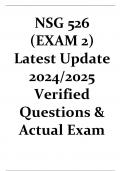 NSG 526 (EXAM 2) Latest Update 2024/2025 Verified Questions & Actual Exam