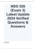 NSG 526 (Exam 3) Latest Update 2024 Verified Questions & Answers