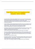 Post Office Exam 474 Questions And Answers 100% Verified.