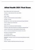 Allied Health 2021 Final Exam