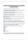 American Allied Health CVA Exam Study Guide (Verified Content)