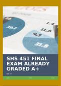 SHS 451 FINAL EXAM ALREADY GRADED A+