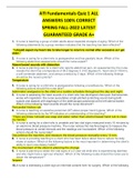 ATI Fundamentals Quiz 1 ALL ANSWERS 100% CORRECT SPRING FALL-2022 LATEST GUARANTEED GRADE A+