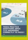 TEEKS PRACTICE QUESTIONS (BPOC 113) ANSWERED CORRECTLY TO PASS!!