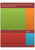 AQA GCSE COMBINED SCIENCE: SYNERGY 8465/1F  Foundation Tier Paper 1 Life and Environmental Sciences May 2024  Questions Paper