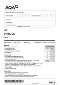 AQA A-level PHYSICS/ AQA AS PHYSICS All  Paper 1,2&3 QP  And Marking Scheme 2024