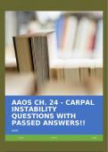 AAOS CH. 24 - CARPAL INSTABILITY QUESTIONS WITH PASSED ANSWERS!!