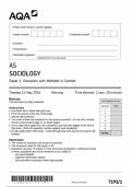 AQA AS SOCIOLOGY Paper 1 Education with Methods in Context 7191/1 QP Sociology AS 14May24