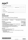 AQA GCSE SOCIOLOGY Paper 1 The Sociology of Families and Education 8192/1 QP Sociology G 10May24