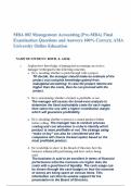 MBA 002 Management Accounting (Pre-MBA) Final Examination Questions and Answers 100% Correct; AMA University Online Education