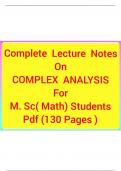 Complete In-Depth Lecture Notes On Complex Analysis For  M.Scc (Math)  Students PDF (130 Pages  ).