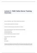 Lesson 1- TABC Seller-Server Training Overview Test Questions and Answers