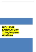 BIOL 191L LABORATORY 7:Angiosperm Anatomy LATEST UPDATE 2022