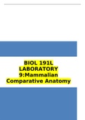 BIOL 191L LABORATORY 9:Mammalian Comparative Anatomy 2022 LATEST UPDATE 