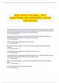  2024 NFHS FOOTBALL TEST QUESTIONS AND ANSWERS LATEST TOP SCORE.