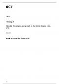 ocr A Level History A: The origins and growth of the British Empire 1558- 1783(Y311/01) -June 2024 Mark Scheme 