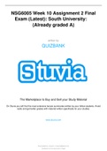 NSG6005 Week 10 Assignment 2 FinalExam (Latest): South University: (Already graded A)