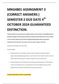 MNG4801 ASSINGMENT 3 (CORRECT ANSWERS ) SEMESTER 2 DUE DATE 4th OCTOBER 2024 GUARANTEED DISTINCTION.