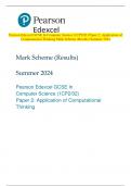 Pearson Edexcel GCSE In Computer Science (1CP2/02) Paper 2: Application of  Computational Thinking Mark Scheme (Results) Summer 2024