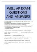  WELL AP EXAM QUESTIONS AND  ANSWERS