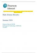 Pearson Edexcel GCSE In Design & Technology (1DT0) 1E: Textiles Mark Scheme  (Results) Summer 2024