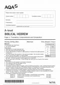 AQA A LEVEL BIBLICAL HEBREW PAPER 1 2024 (7677/1: Translation, comprehension and composition)