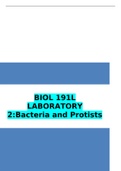 BIOL 191L LABORATORY 2:Bacteria and Protists | 2022 latest update 