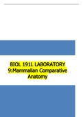 BIOL 191L LABORATORY 9:Mammalian Comparative Anatomy | 2022 LATEST UPDATE 