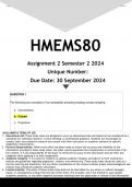 HMEMS80 Assignment 2 (ANSWERS) Semester 2 2024 - DISTINCTION GUARANTEED