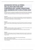 ADVANCED PATHO-ALTERED CELLULAR FUNCTION AND CANCER(STUDY GUIDE) QUESTIONS AND ANSWERS WITH SOLUTIONS 2024