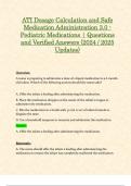 ATI Dosage Calculation and Safe Medication Administration 3.0 - Pediatric Medications | Questions and Verified Answers (2024 / 2025 Updates)