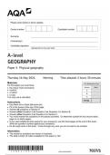 AQA A-level GEOGRAPHY Paper 1 Physical geography 7037/1 QUESTION PAPER JUNE 2024