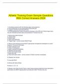    Athletic Training Exam Sample Questions With Correct Answers 2024