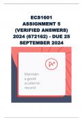 ECS1601 Assignment 5 (VERIFIED ANSWERS) 2024 (672162) - DUE 25 September 2024