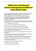 NUSC 4272- Food Service Systems Management II Midterm Exam Study Guide 