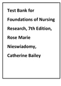 Test Bank for Foundations of Nursing Research 7th Edition by Nieswiadomy.