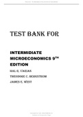 TEST BANK FOR INTERMIDIATE MICROECONOMICS 9TH EDITION Hal R. Varian Theodore C. Bergstrom James E. West.