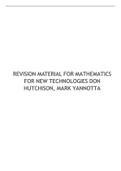 REVISION MATERIAL FOR MATHEMATICS FOR NEW TECHNOLOGIES DON HUTCHISON, MARK YANNOTTA