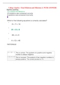 College Algebra - Final Milestone and Milestone 3, WITH ANSWERS