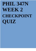 PHIL 347N WEEK 2 CHECKPOINT QUIZ