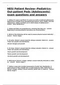 HESI Patient Review--Pediatrics-Out-patient Peds (Adolescents) exam questions and answers