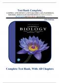 Test Bank Complete_ BIOLOGY CAMPBELL 12TH EDITION 2024 (URRY) CHAPTERS WITH MULTIPLE CHOICES, TRUE/FALSE AND SELF QUIZ| QUESTIONS ( Chapter 1-56)