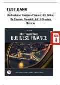 Test Bank for Multinational Business Finance 16th Edition By (Eiteman/Stonehill/Moffett), All Chapters 1 to 18 Covered, Verified Latest Edition, ISBN: 9780137496013