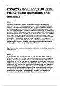 ESSAYS - POLI 300 PHIL 330 FINAL exam questions and answers.